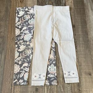 Floral and Cream Kids Leggings - 2 pairs